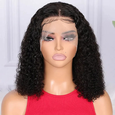 Brazilian Natural Black 13x4 Lace Front Curly Bob Wig Deep Wave Frontal Wigs Curly Human Hair Wig For Black Women