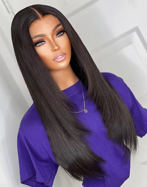 Lumiere 13x4/4x4  Straight Layer Cut Mid-Part HD Lace Natural Hairline Human Hair Wigs