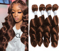 #4 Brown Loose wave 4 Bundles Deal Brazilian Ombre Hair 100% Human Hair Weaves Natural Color