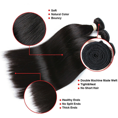 Straight 3 Bundles Avec 4 * 4 Dentelle Fermeture Remy Brésilien 100% Cheveux Humains