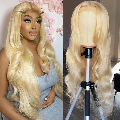 AMZ Lumiere Body Wave 13x4 HD Lace Frontal Wig Preplucked 613 Honey Blond Color Wigs for Women