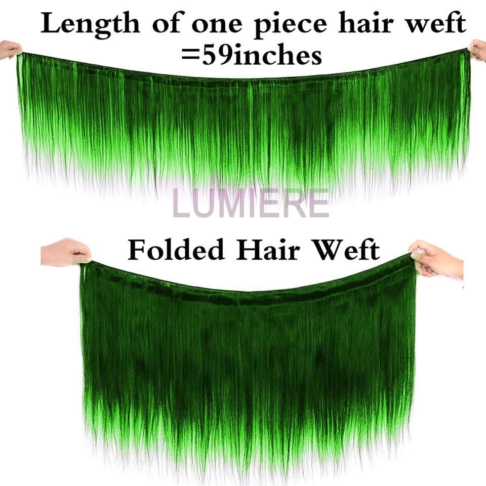 Grass Green Straight 3 Bundles With 4X4 Lace Closure Brazilian Human Hair