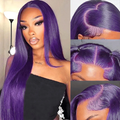Lumiere Purple Straight Lace Front Wig 13x4 Transparent Lace Wig Remy Human Hair Wigs Pre plucked