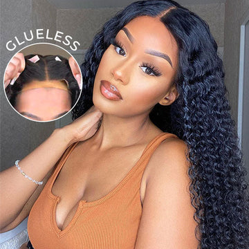 Lumiere Natural Black Deep Wave 4x6 HD Lace Wig Pre-cut Glueless Wigs With Baby Hair