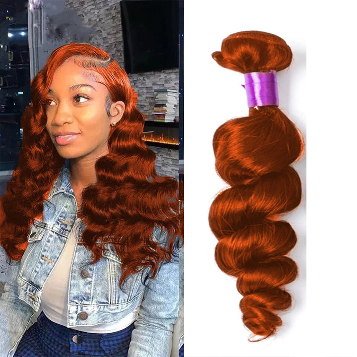350 Ginger Color Loose Wave 1 Bundle Human Hair Extension