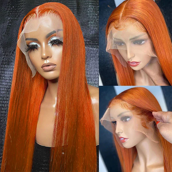 Lumiere $162=30inch| Pre Plucked #350 Ginger 13x4 Lace Front Wigs Straight Human Hair Wigs With Natural Hairline (No Code Need)