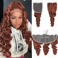 P4/27 Mettez en surbrillance Kinky Curly 3 Bundles avec des cheveux brésiliens frontaux en dentelle transparente 13x4 