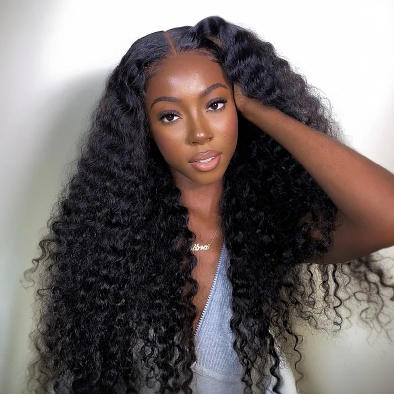 Curls Kinky Hair 180% Density 13x4 Glueless HD Lace Wig 3D Dome Cap Pre-cut 100% Human Hair Wig