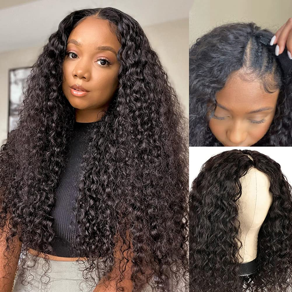 Lumiere Water Wave U Part Wig Human Hair No Leave Out Brazilian Glueless Upgrade V Part Wigs for Black Women