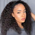 [3 In 1 Half ] Water Wave Half Wig No Lace Invisi Drawstring Glueless Put On and Go Human Hair Wig