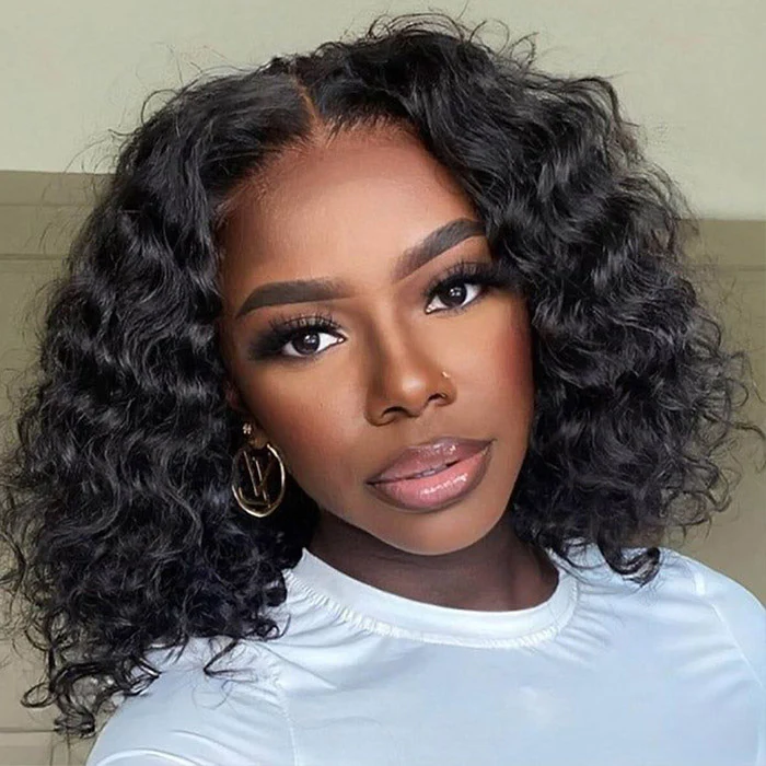 Ready To Go Glueless Deep Wave Short Bob Wig 13x4 HD Lace Closure Wig Pre-plucked Hairline