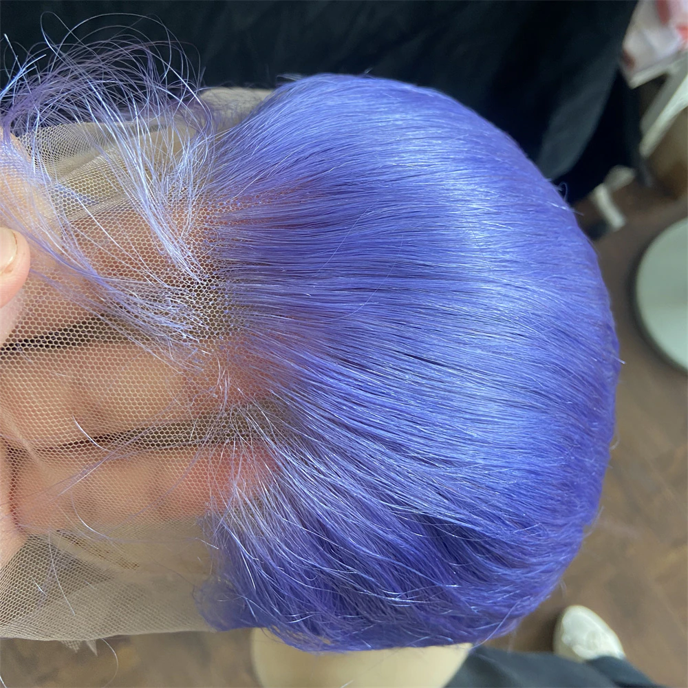 Peruca de cabelo humano Klein Blue Body Wave Renda frontal/fechada para mulheres 
