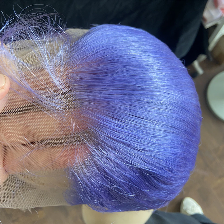 Peruca de cabelo humano Klein Blue Body Wave Renda frontal/fechada para mulheres 