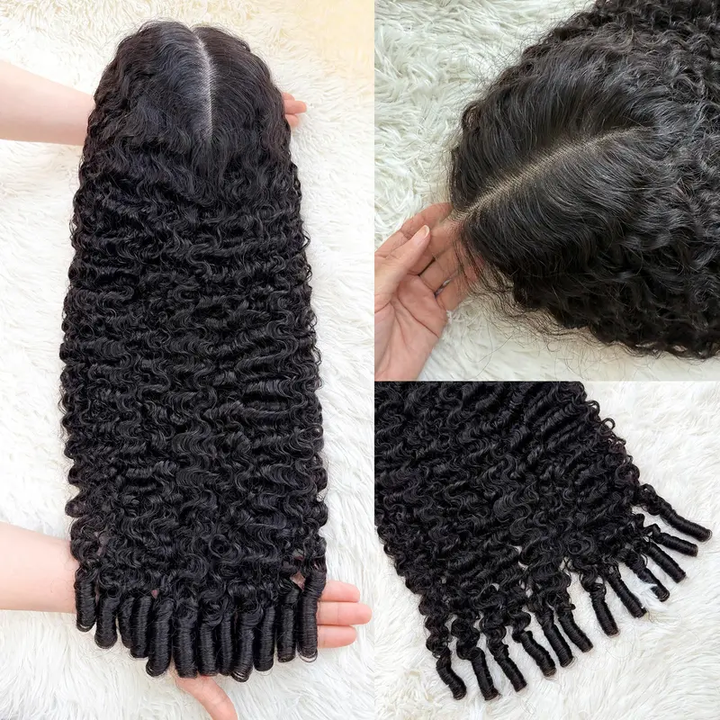 [New In] Burmese Curly 5x5 Full Lace Frontal Wigs human hair 250% Density Water Wave for Black Women Wet and Wavy Pre Plucked HD Lace front wigs human hair with Spiral End Natural Color