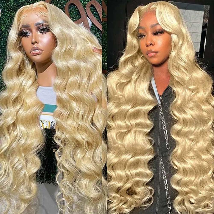 613 Blonde Body Wave 13x4 transparent HD Lace Front Perruques 