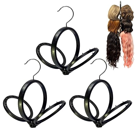 Wig Stand 3Pcs Wig Holder Wig Hanger for Multiple Wigs Hair Stand for Wigs Foldable Wig Stands for Travel Wig Organizer Hanging Wig Holders for Display