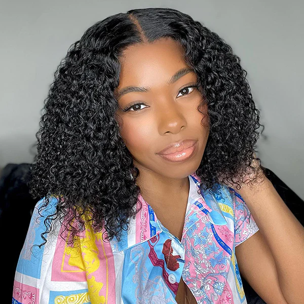 Wear & Go Glueless Short Curly Glueless HD 13x4 Lace Front Bob Wigs 180% Density Human Hair Wigs For Women Pre Plucked