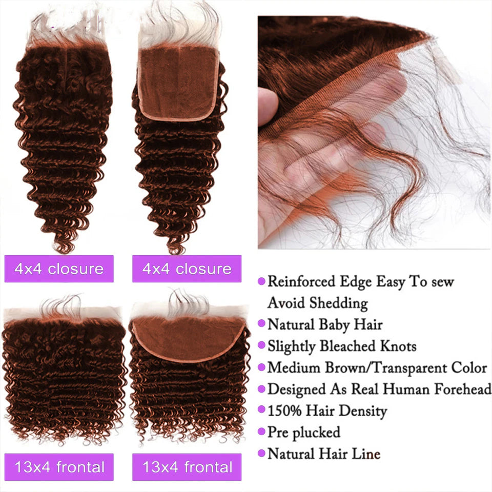 #33 deep 3 Bundles With 13x4 Frontal Human Hair