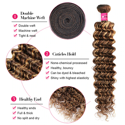 P4/27 Highlight Deep wave 2 Bundles Virgin Human Hair Extensions