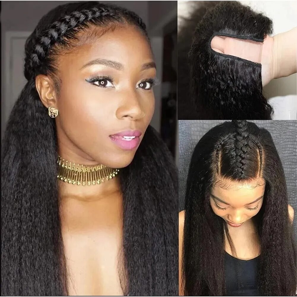 Perucas de cabelo humano crespo encaracolado sem cola parte em U cabelo virgem brasileiro para mulheres negras 