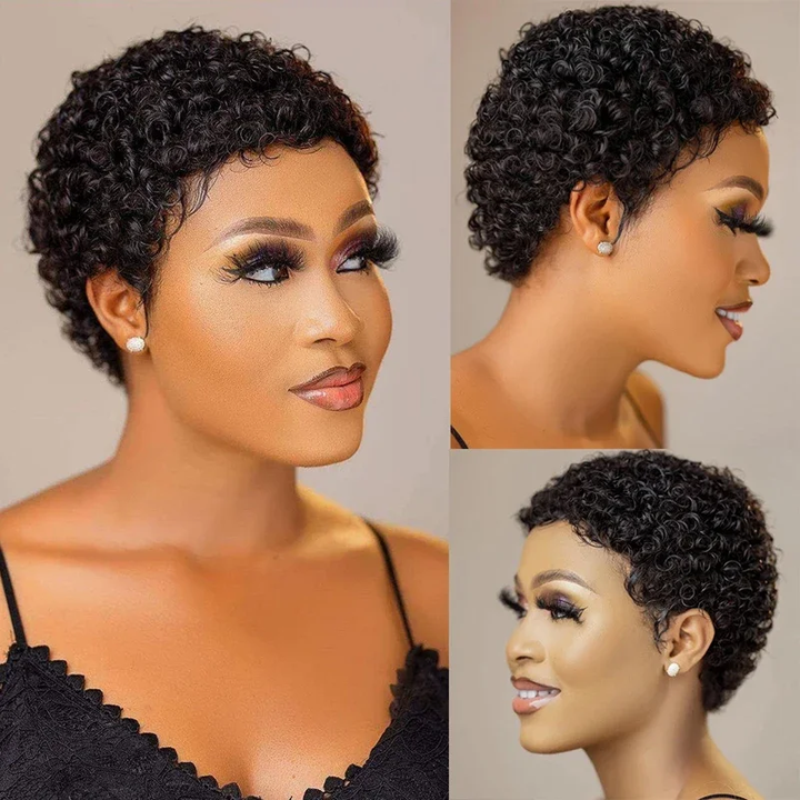 New Pixie Cut Short Wool Curly Hair Wigs For Women Machine Made 100% Human Hair Wigs Brazilian Pixie Cut Wigs Human Hair