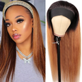 Straight No Lace 1B/30 Ombre Human Hair Headbands Wigs Full Machine Head 150% Density Wig