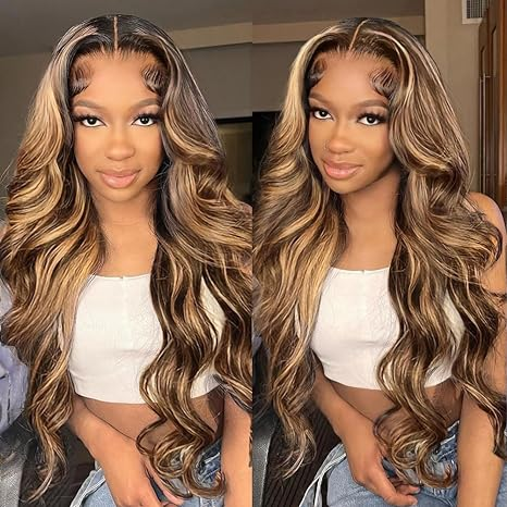 Lumiere 13x4 Body Wave Highlight Lace Front Wig Human Hair P4/27 Colored Wigs Honey Blonde Glueless Wigs (No Code Need)