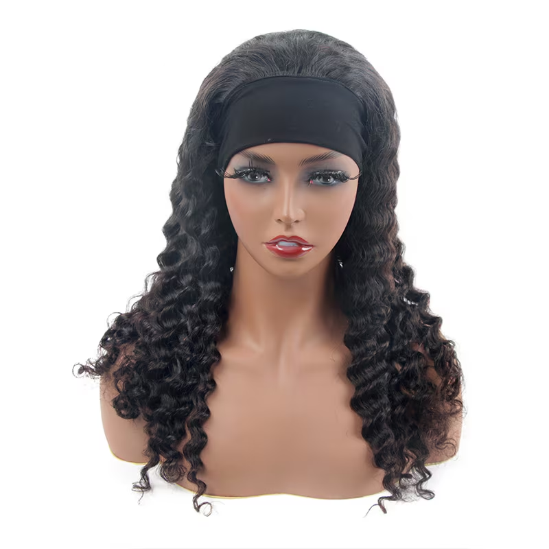 Lumiere Deep Curly Headband Wig Human Hair Glueless Wig For Black Women