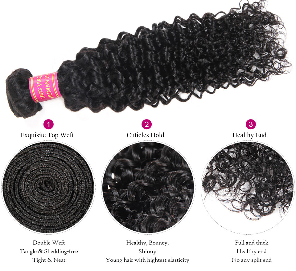Kinky Curly 4 Bundles With Closure 6x6 Lace 100% virgin human hair