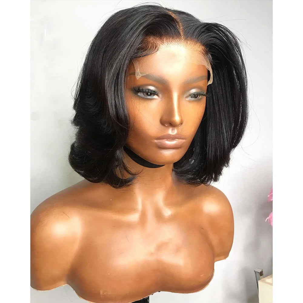 Skunk Stripe Noir et Bleu Ombre Body Wave 13x4/4x4 Lace Front Wig 
