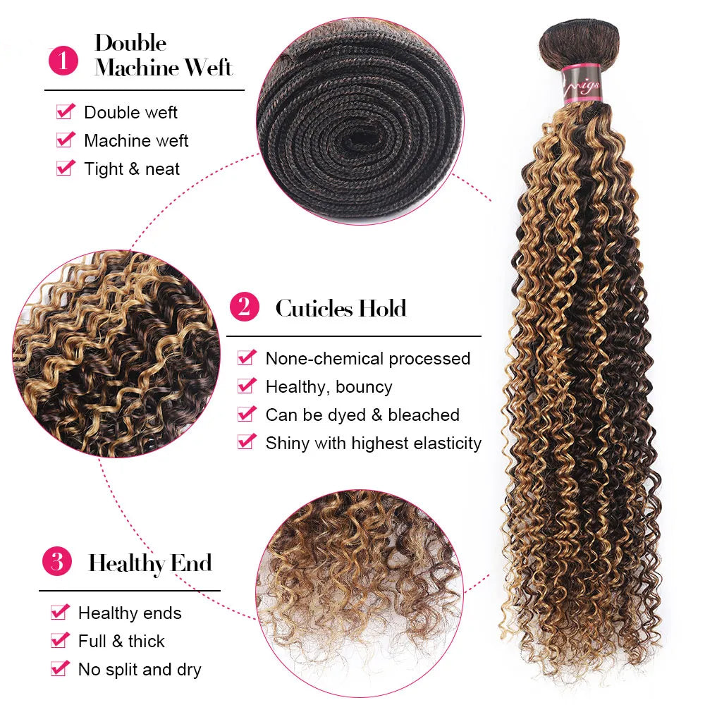 P4 / 27 Highlight Loose Deep Wave 4 Bundles Cheveux Brésiliens Remy Ombre 