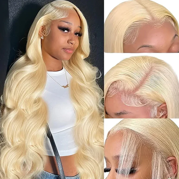 AMZ Lumiere Body Wave 13x4 HD Lace Frontal Wig Preplucked 613 Honey Blond Color Wigs for Women