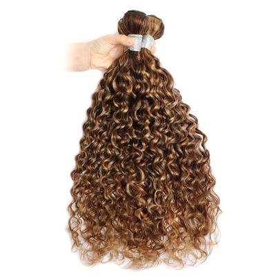 30 Inch P4/30 Water Wave 3 Bundles 10A Highlight Brown Blonde Weave Virgin Human Hair Weaving