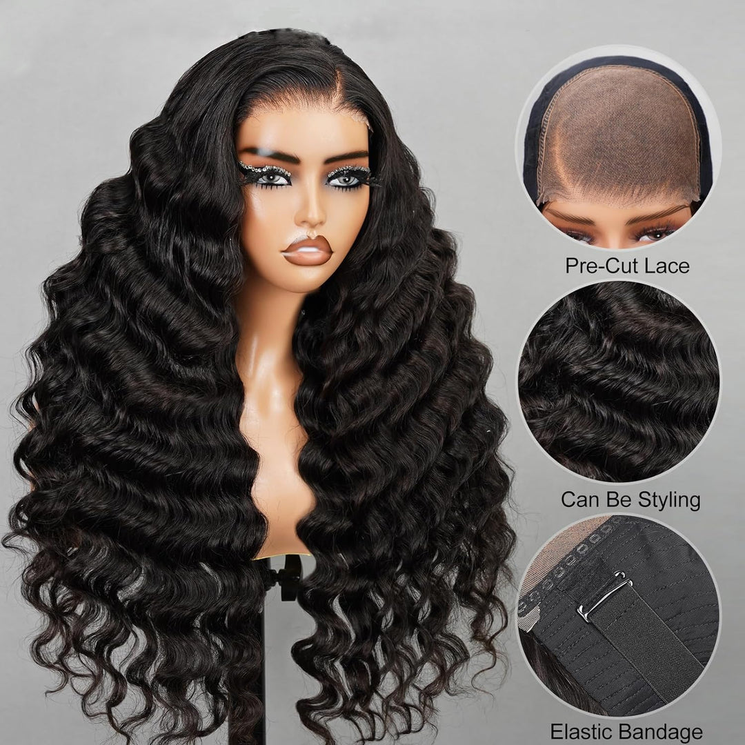 Lumiere Glueless Pre-cut Ready To Go Loose Deep Wave 4X4 & 5X5 Lace Wigs Human Hair 180% Density for Black Women