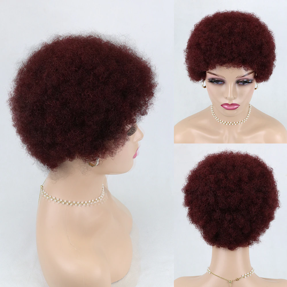 #99j JZ036 Pixie Cut Short Human Hair Wigs Remy Brazilian Hair Machine Made No Lace Wig