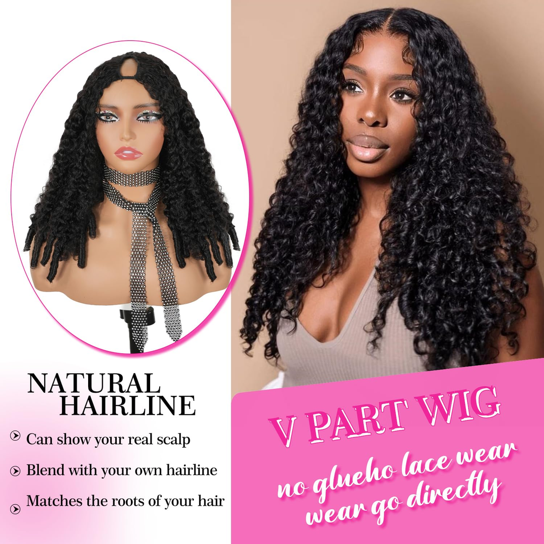 Burmese Curly V Part Wig Human Hair For Women Upgrade Ready To Wear Glueless Wig Water Wave Human Hair And Spiral End