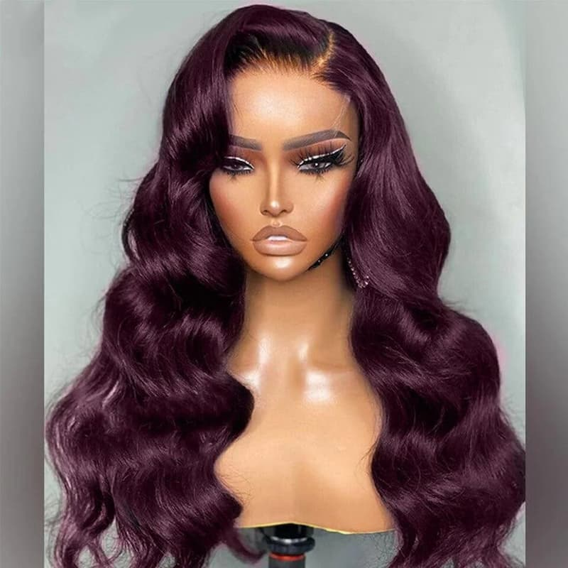 Lumiere Dark Purple Wig Loose Wave 13x6 Transparent Lace Human Hair Wigs