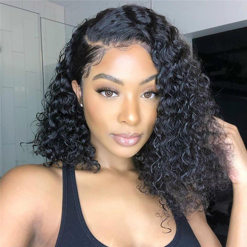 Lumiere A1 Customized Natural Black Water Bob 4x4 Lace Wigs For Women Black