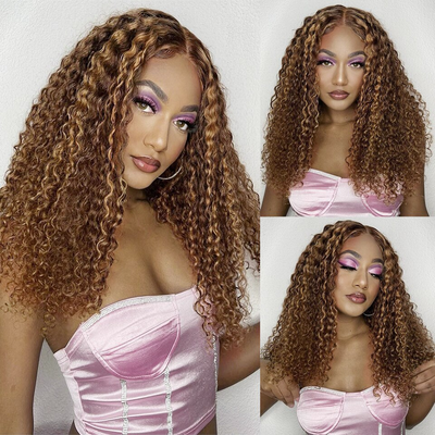 Highlight P4/27 Deep Wave 4 Bundles With 13X4 Frontal Transparent Lace