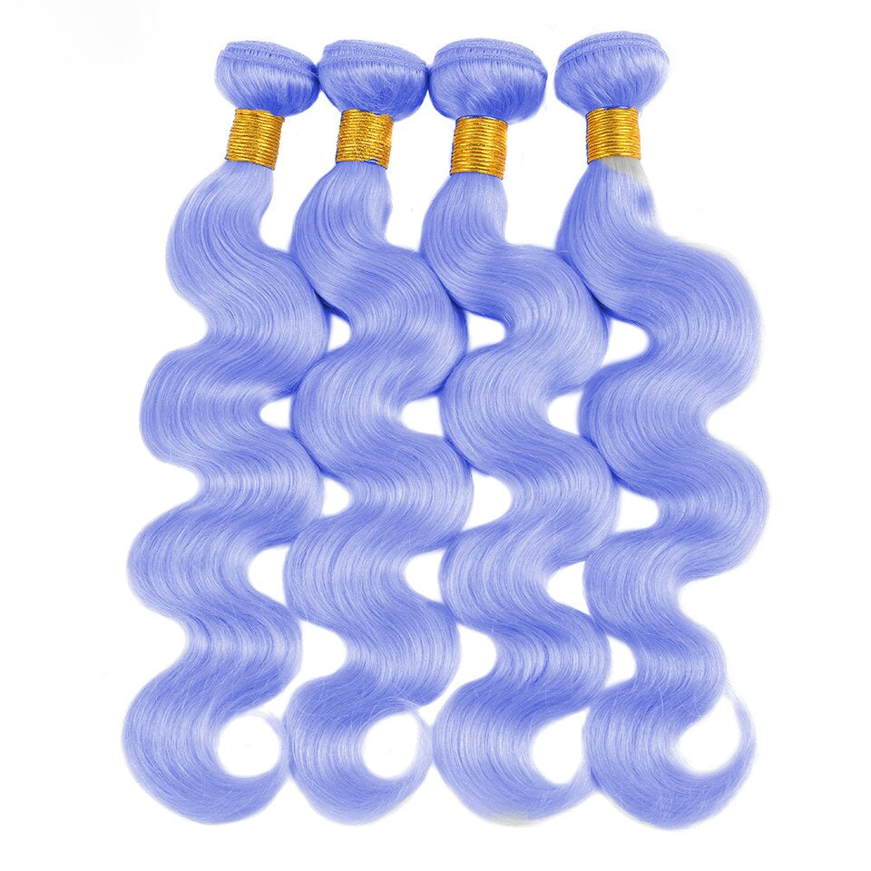 Light Violet Blue Blonde Color Body Wave 4 Bundles Virgin Human Hair Extensions