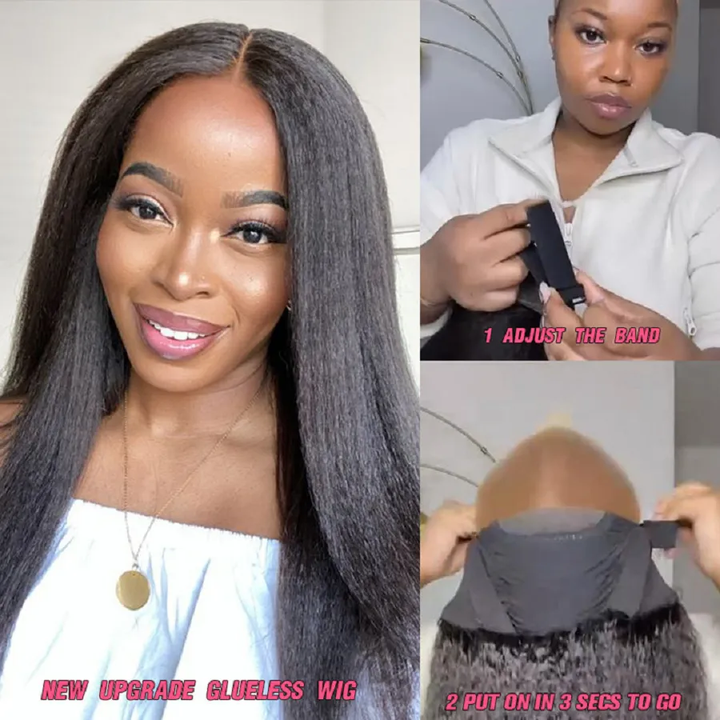 Lumiere Kinky Straight Ready To Go Glueless Wigs for Beginners 4x6 Pre-cut HD Lace Wigs Human Hair