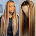 Highlight #4/27 Frontal / Closure HD Lace Front Straight Human Hair Wigs