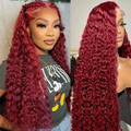 #Burg Deep Wave 4x4/5x5/13x4 Lace Closure/Frontal 150%/180% Density Wigs For Women