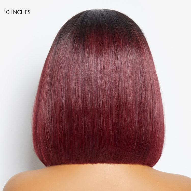 15A Lumiere Blunt Cut Short Bob T/4 Brown 13x4 Lace Front Wig T/99J Red Straight Human Hair Wigs 250% Density