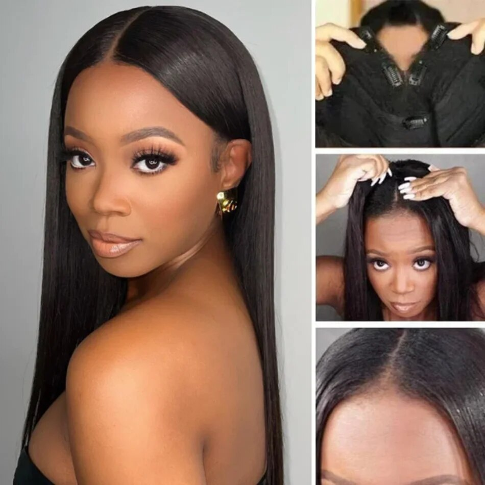 Lumiere V Part Straight Upgrade No Leave Out Brazilian Remy Glueless Human Hair Wigs For Women