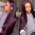 Gray Violet Purple Straight 4x4/13x4 Human Hair HD Lace Front Wig