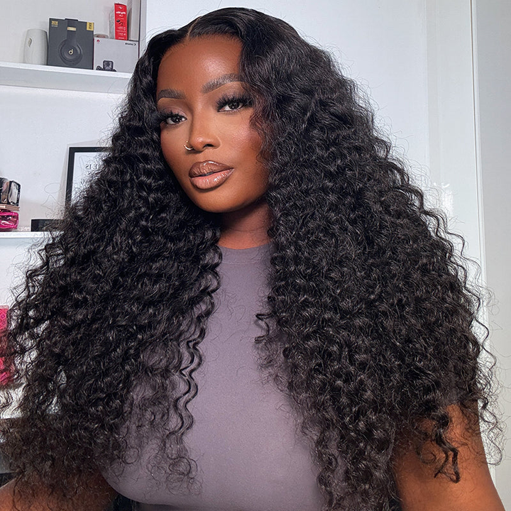 Curls Kinky Hair 180% Density 13x4 Glueless HD Lace Wig 3D Dome Cap Pre-cut 100% Human Hair Wig