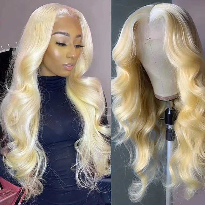 Glueless 13X1X6 T Part Wig 613 Blonde Body Wave Lace Wigs Pre Plucked With Baby Hair