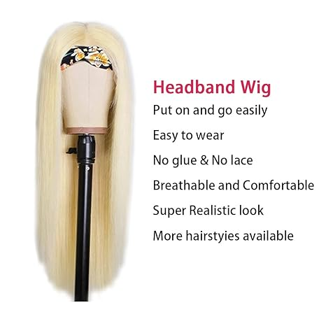 #613 Headband Straight Human Hair Wigs Full Machine Made None Lace Wig