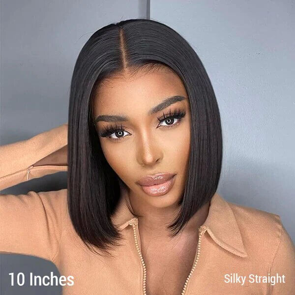 Wear &amp; Go Glueless Wavy Bob 13x4 / 4X4 Lace Front Glueless Human Hair Wigs Pour Les Femmes Noires 